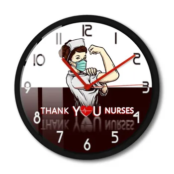 Спасибо медсестрам, настенные часы в декоративном металлическом каркасе для больницы, клиники Medical RN Healthcare, Бесшумные настенные часы, подарки для медсестер