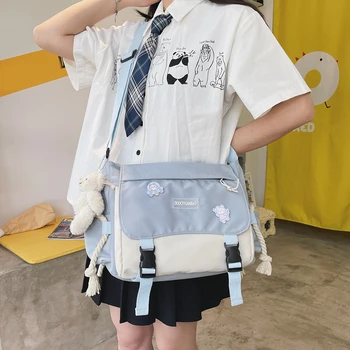 Сумки Harajuku для женщин, нейлоновая сумка через плечо большой емкости, хитовый цвет, женская сумка-мессенджер, карман на молнии для работы и спорта