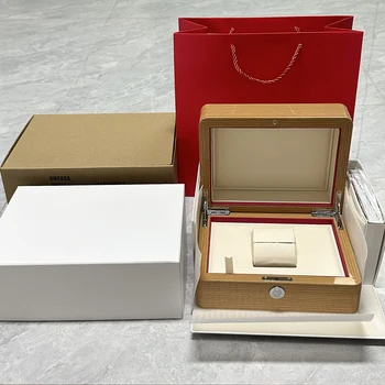 Фирменная роскошная Оригинальная Деревянная коробка для часов Omg с буклетом, переносной сумкой для хранения и картонной коробкой на заказ, подарочный футляр для часов AAA на заказ