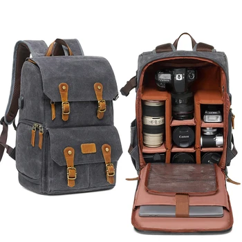 Фотография Ретро Батик, холщовый рюкзак с USB-портом, подходит для 15,6-дюймового ноутбука, водонепроницаемая мужская сумка для фотоаппарата, чехол для дронов DSLR