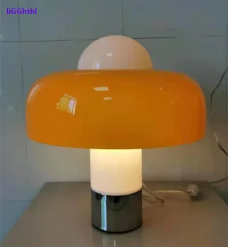Французские Светильники Bauhaus Nordic Orange Mushroom Head Настольная Лампа LED Современное Настольное Освещение для Украшения Дома Спальни Внутреннее Освещение