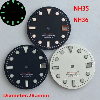 Циферблат часов NH35 28,5 мм, зеленый светящийся циферблат для часов с механизмом SKX007 NH35 NH36, циферблат с циферблатом