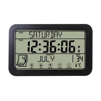 Цифровые настенные часы, Цифровые часы на батарейках, 8-дюймовые настольные часы с датой дня температуры и влажности для дома