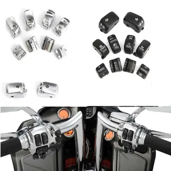 Черный хром 10 шт. Комплект сменных кнопок крышки переключателя для Harley Touring 1996-2013 