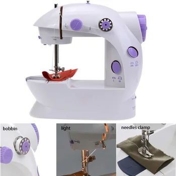 Швейная машинка Мини Портативная бытовая с ночником Ножная педаль Прямой стол для рук Комплект из двух ниток Электроприбор