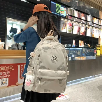 Школьная сумка для девочек в корейском стиле, рюкзак для учащихся младших классов средней школы, колледжа, большой емкости, простой портативный компьютерный рюкзак для путешествий