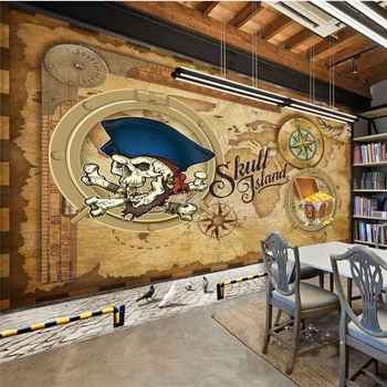 бейбеханг Ретро ностальгический пиратский корабль парусный спорт ТВ фон пользовательские большие фресковые обои papel de parede para quarto