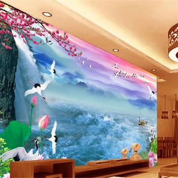 большие обои beibehang на заказ, Китайский ветер, картина с морским пейзажем, дизайн стен, бумага для рисования 3d paisagem