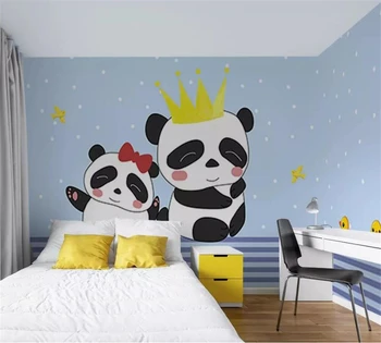 обои beibehang на заказ крупномасштабная милая панда маленькая желтая утка весь дом детская комната фон стены papel de parede