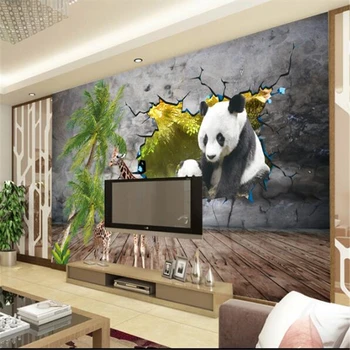 обои wellyu на заказ, фреска из папье-маше 3d, европейская ручная роспись, иллюстрация panda papel pintado paid