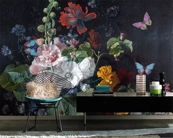 обои для рабочего стола beibehang papier peint, выполненные по индивидуальному заказу, современная европейская трехмерная картина маслом с розой и бабочкой