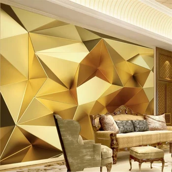 обои на заказ beibehang 3d фрески роскошный золотой геометрический многоугольник 3d стерео европейский диван фон обои домашний декор