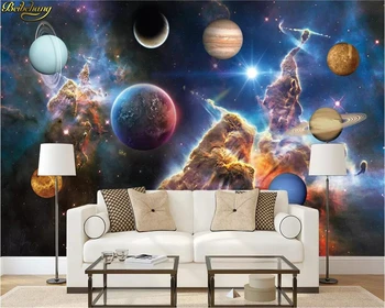 пользовательские 3D обои beibehang, фрески, красивая огромная вселенная, Галактика, восемь планет, обои, бумага для домашнего декора, обои для рабочего стола