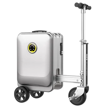 роботизированный багаж для ручной клади на скутере, алюминиевый чемодан на тележке с блоком питания, USB-портом для зарядки, чехол для поездок