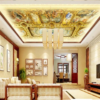 трехмерные фотообои wellyu на заказ 3d Европейский отель класса люкс gold palace потолок фрески на крыше потолочные 3D обои